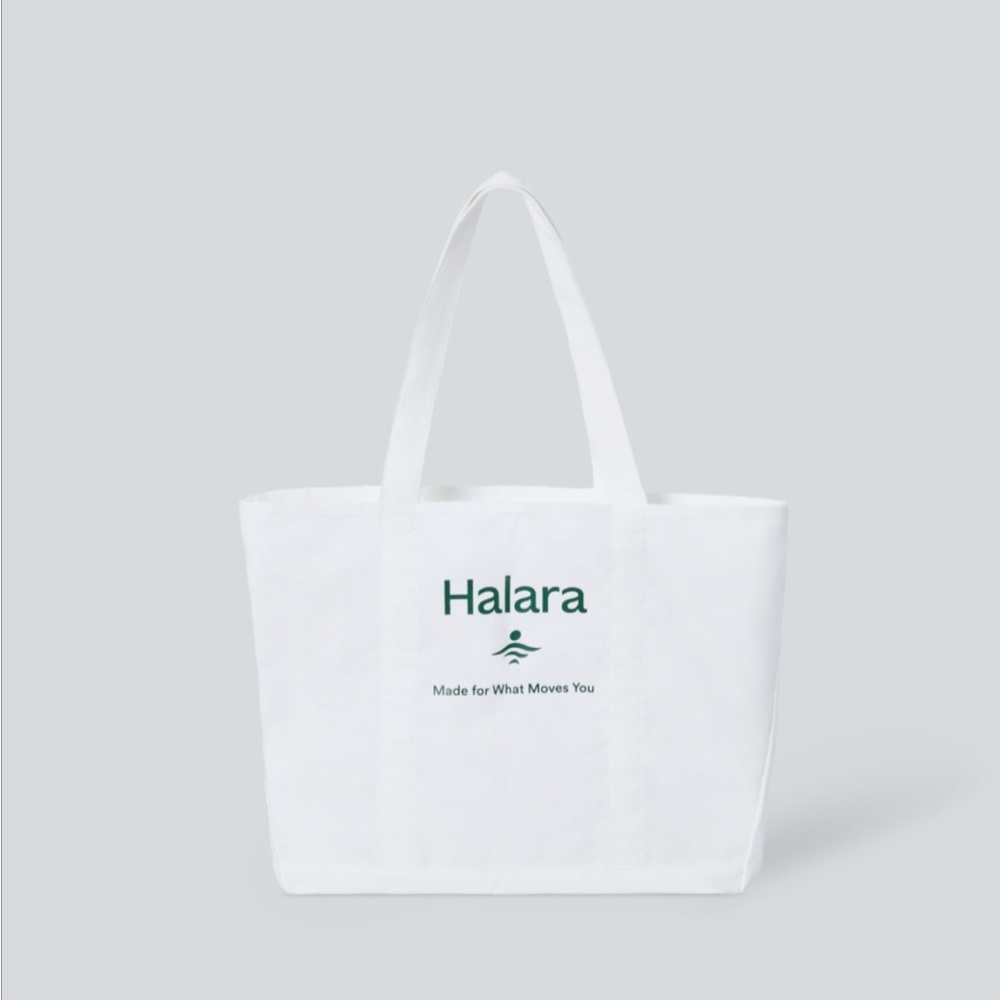 HALARA White Tote with Green Logo
